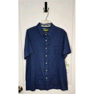 Cariloha Men's Size Medium Blue Cotton/Bamboo Short Sleeve Button Front Shirt